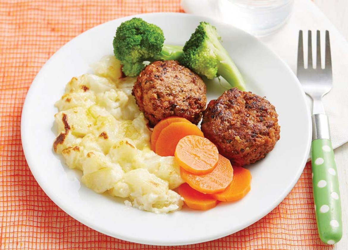 BEEF MEATBALLS  &  CREAMY POTATO BAKE